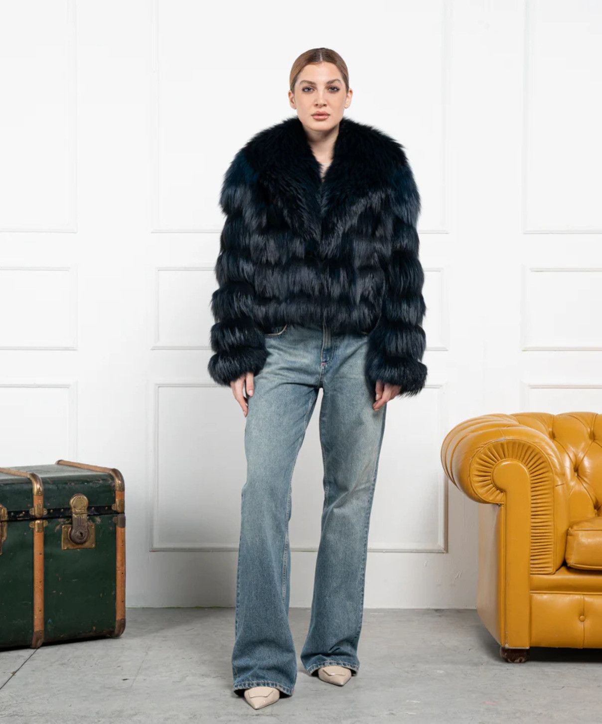 Other Women’s Midnight Blue Fox Fur Jacket Size L / US 10 / IT 46 - 1 Thumbnail