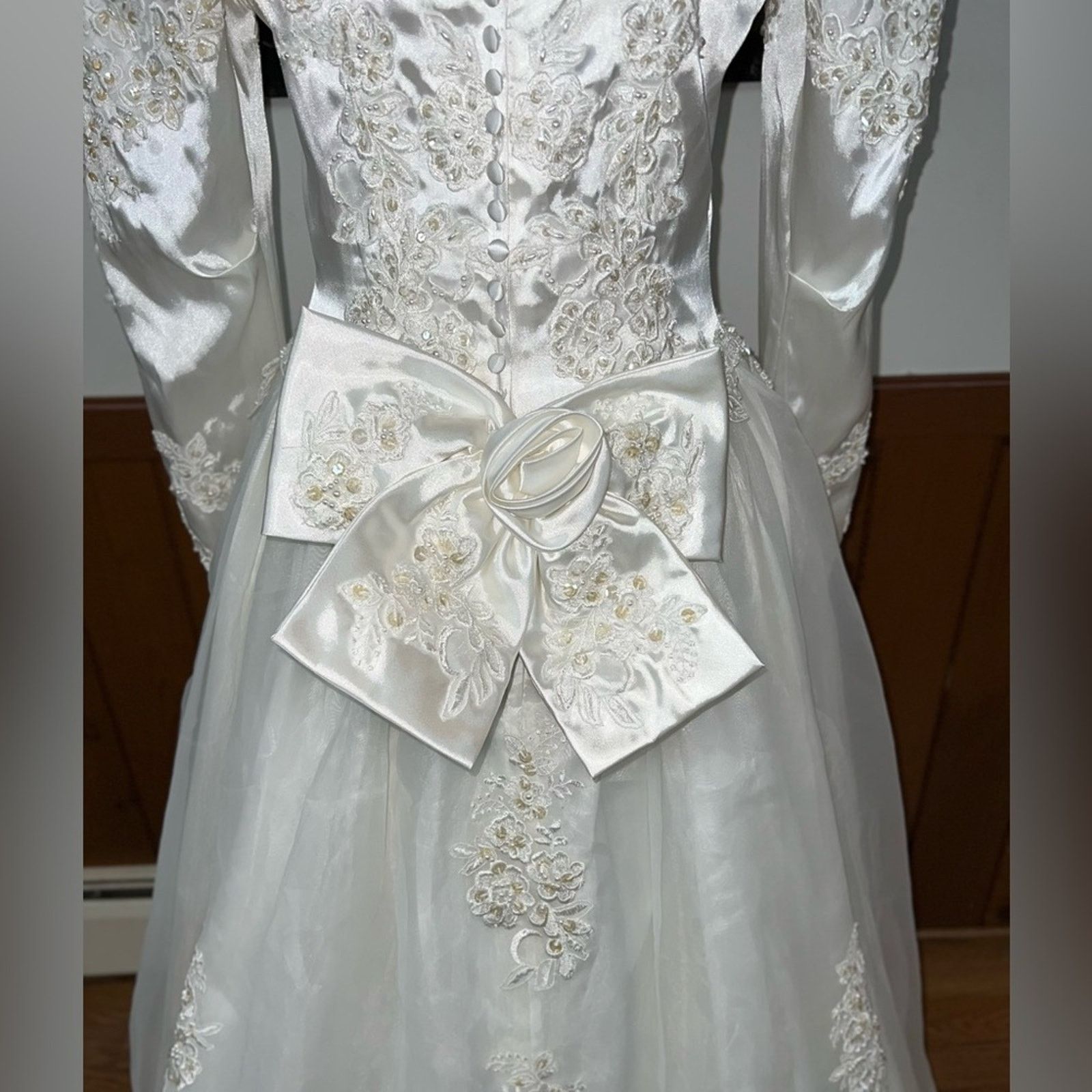 Vintage Beautiful Vintage 90s Organza & Satin Wedding Gown! Size XL / US 12-14 / IT 48-50 - 7 Thumbnail