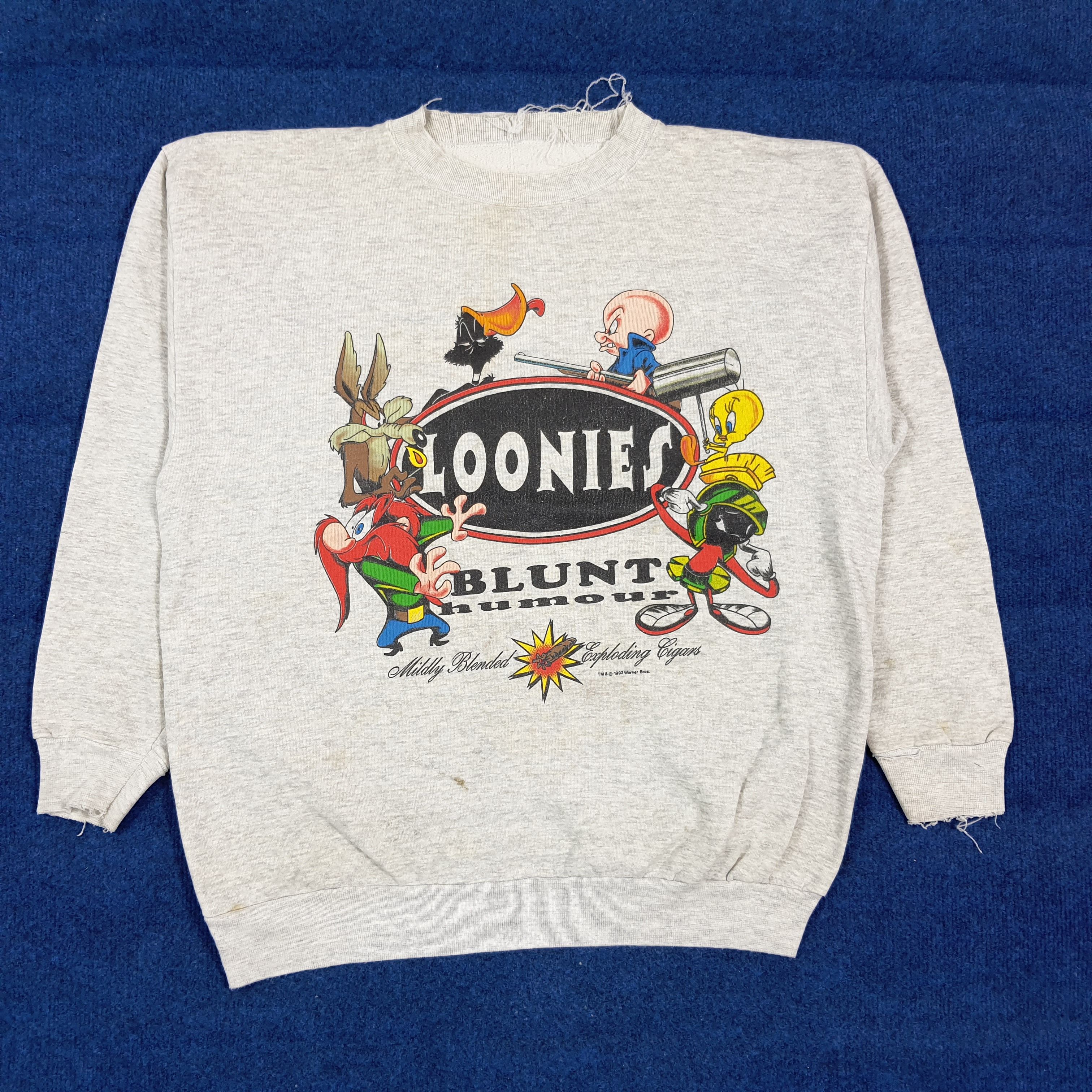 Warner Bros Vintage 90s Loonies Tune Blunt Humour Sweatshirt C298N6 Size US L / EU 52-54 / 3 - 1 Thumbnail