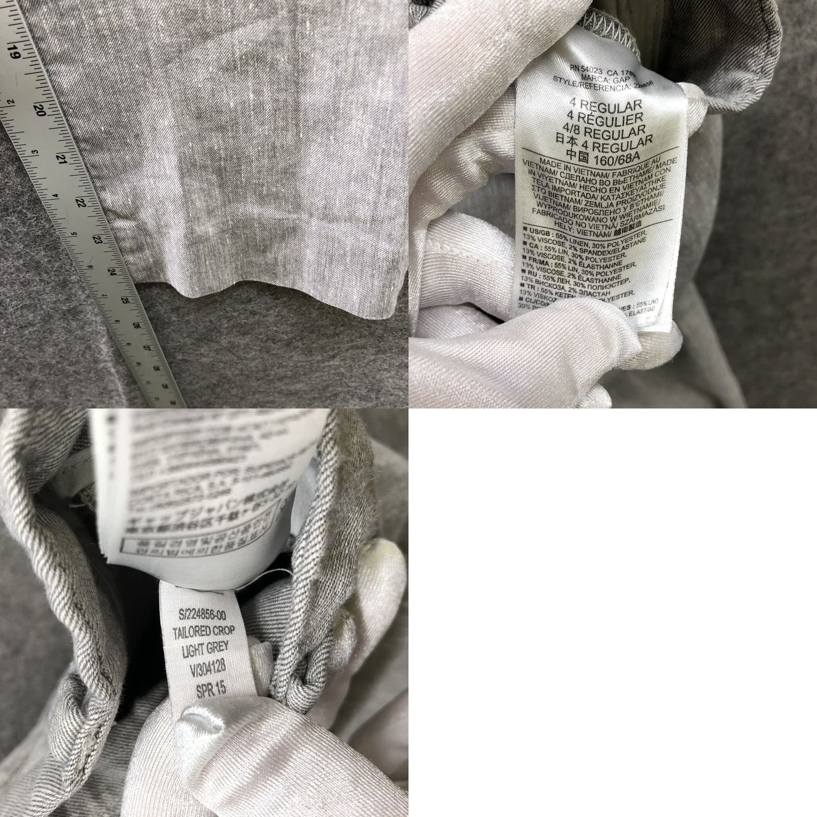 Gap Gap Linen Blend Pants Womens Size 4 Tailored Crop Gray Trouser Mid Rise Size 27" / US 4 / IT 40 - 8 Thumbnail