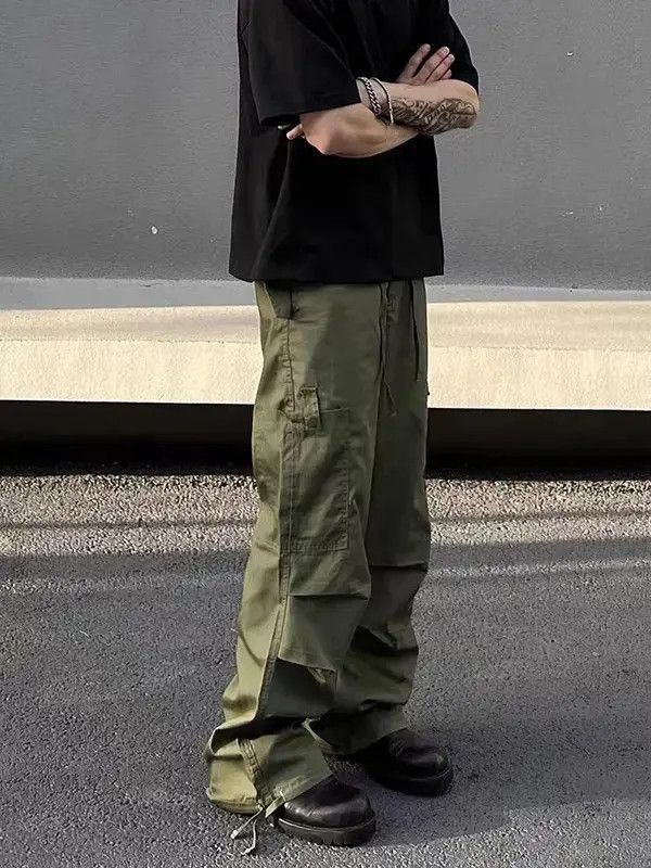 Japanese Brand × Vintage Street Style Green Paratrooper Straight Leg Cargo Pants Size US 32 / EU 48 - 3 Thumbnail