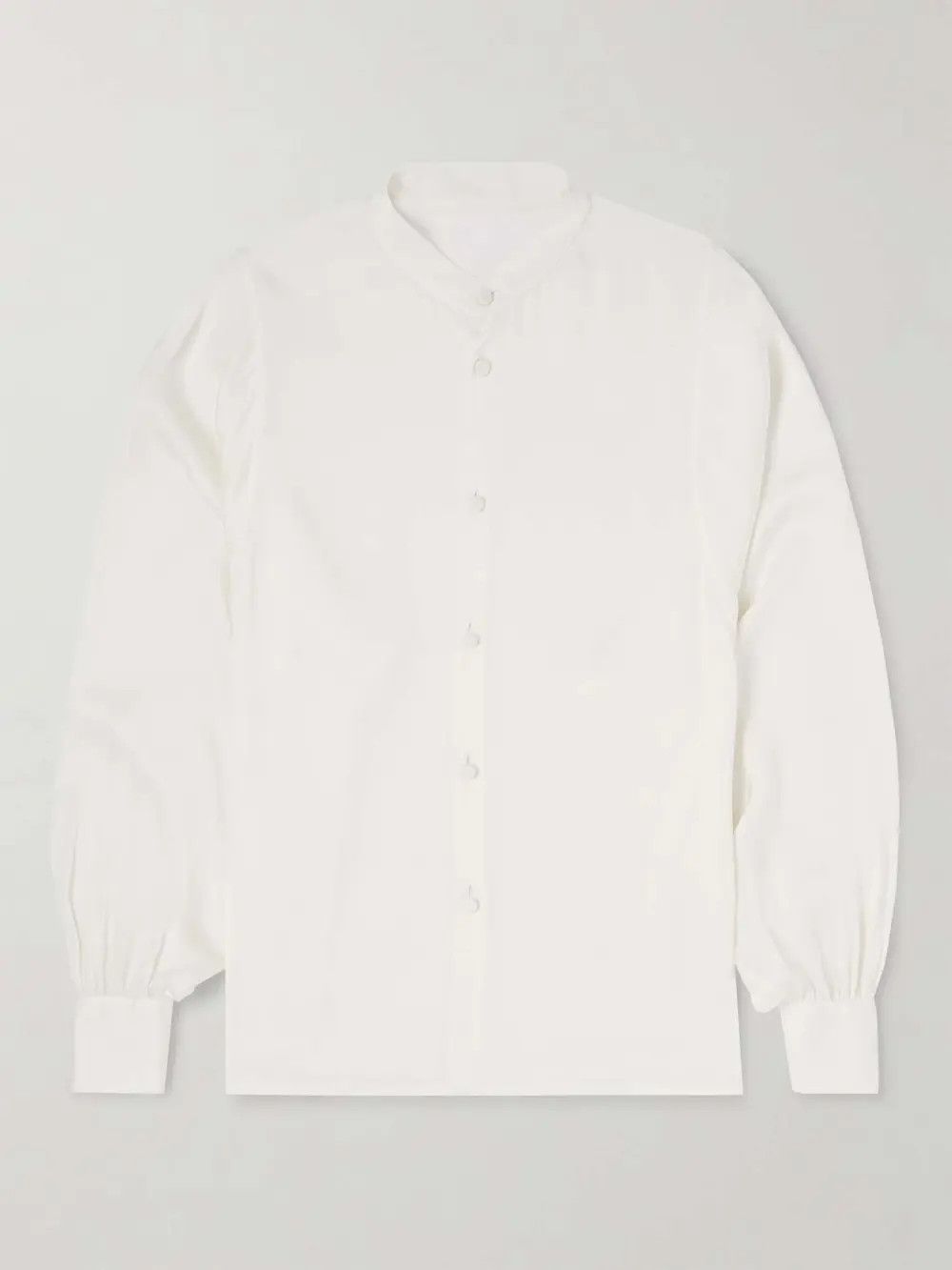 Saint Laurent Paris oc11z1225 726969 Shirt in Silk Satin in Grayish White Size US S / EU 44-46 / 1 - 1 Thumbnail