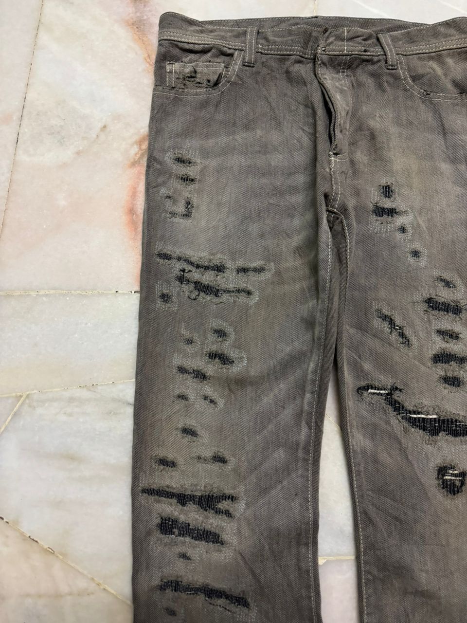 Tornado Mart 💥Sick💥Undercover Style Distressed By Japanese Sashiko Boro Size US 28 / EU 44 - 4 Thumbnail