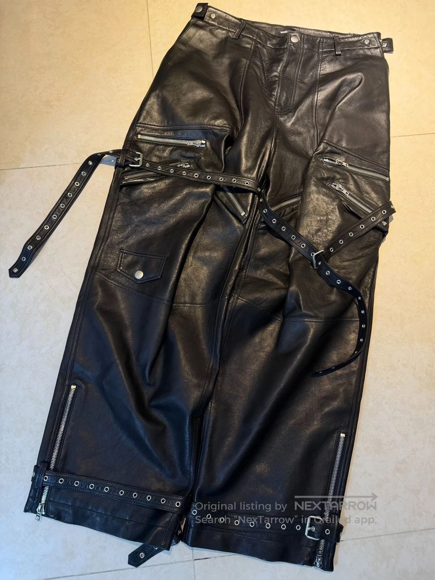 WE11DONE WE11DONE SS23 Black Moto Leather Pants. Size US 34 / EU 50 - 1 Thumbnail