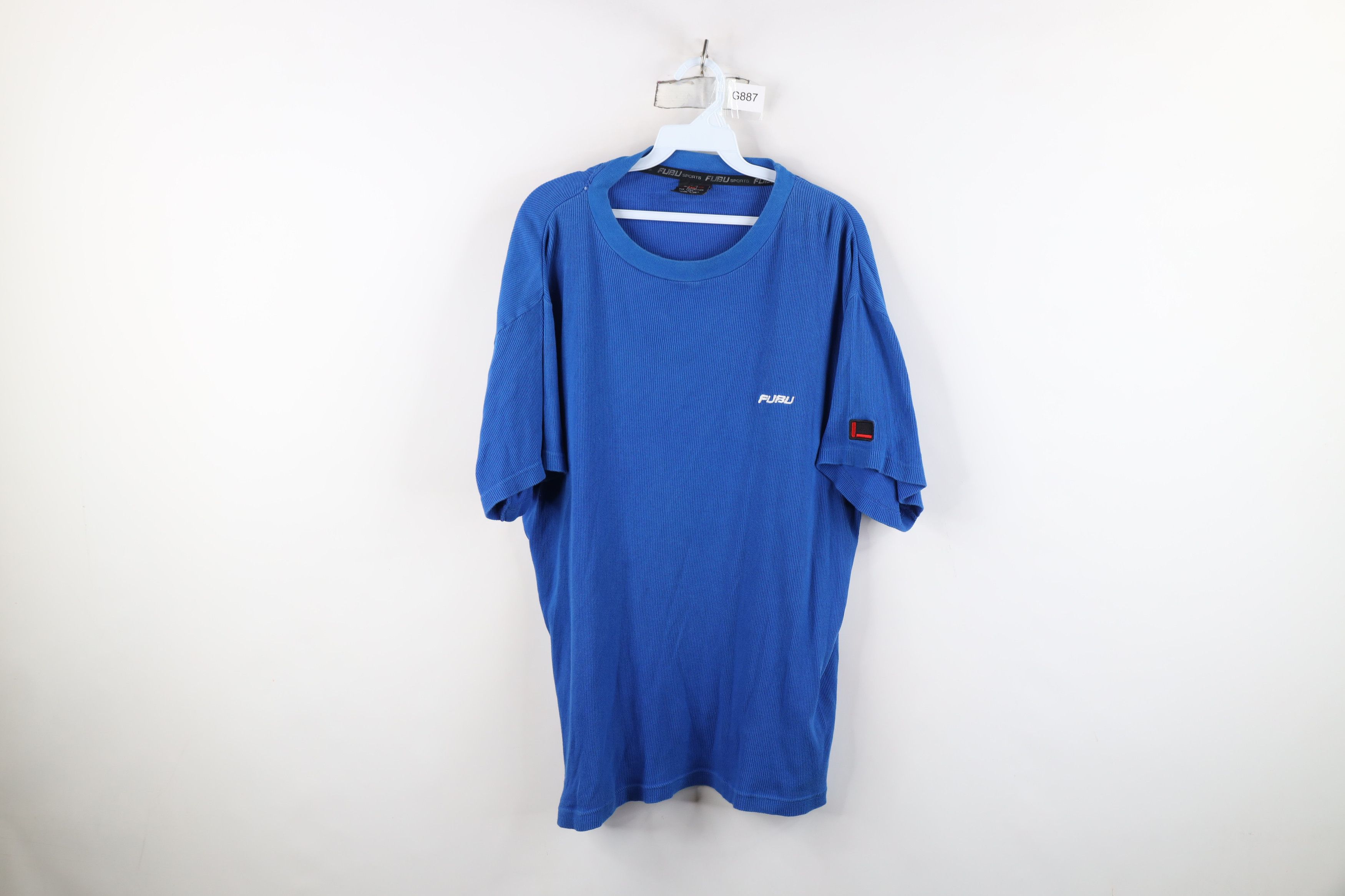 Fubu Vintage 90s Y2K FUBU Ribbed Knit Short Sleeve T-Shirt Blue Size US XXL / EU 58 / 5 - 1 Thumbnail