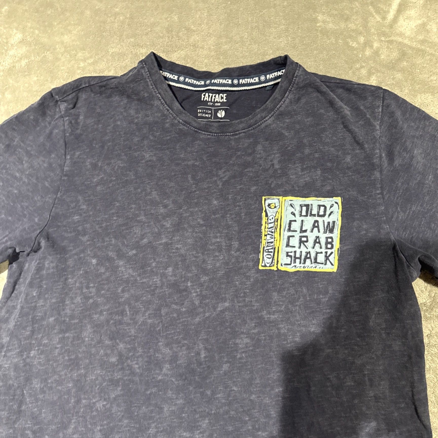 FatFace Fat Face T Shirt Mens Large Blue Graphic Print Old Claw Crab Shack Size US L / EU 52-54 / 3 - 2 Thumbnail