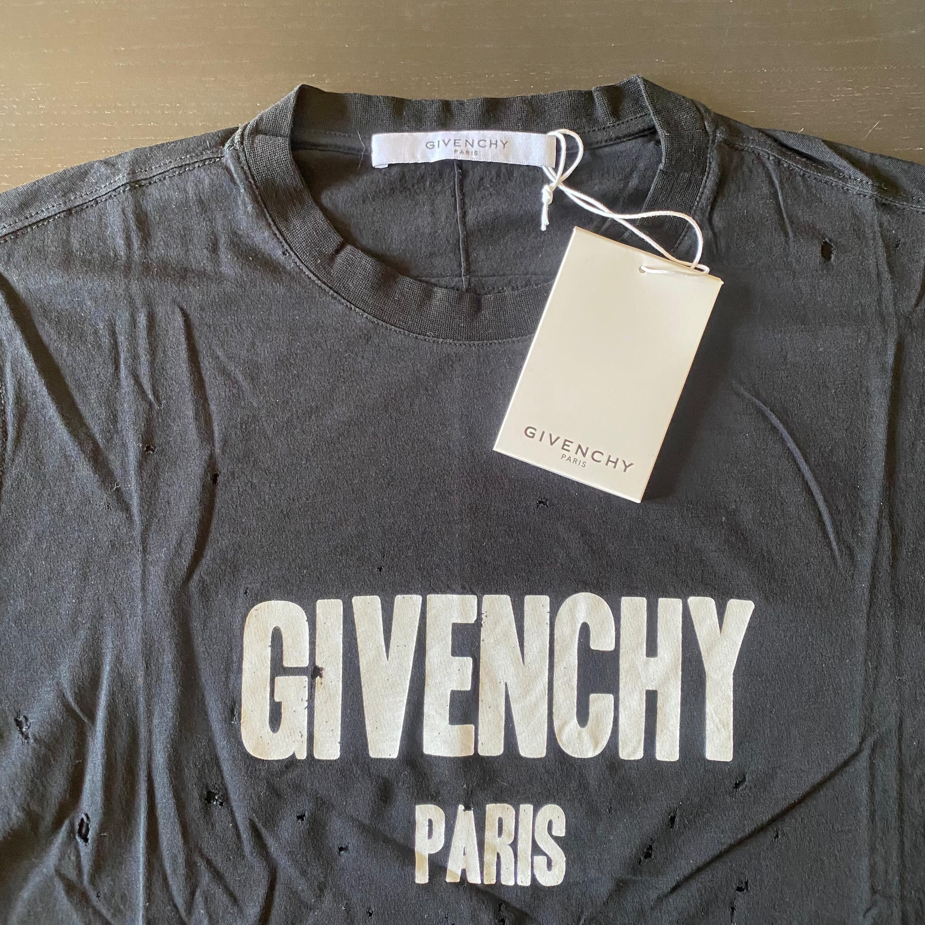 Givenchy Black Pima Cotton Distressed Logo T-Shirt Size S / US 4 / IT 40 - 5 Thumbnail