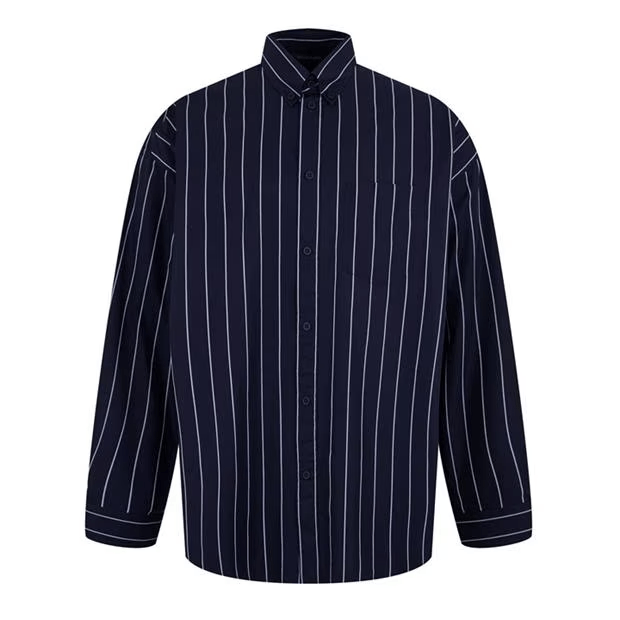 Balenciaga Pinstriped Reverse Logo Shirt Size US XS / EU 42 / 0 - 1 Thumbnail