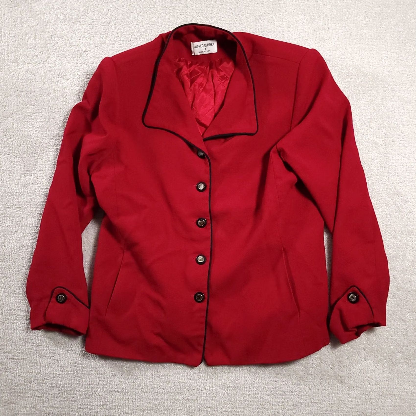 Vintage VINTAGE Alfred Dunner Blazer Women's 12 Wool Red Long Sleeve Shoulder Pads Jacket Coat Blazer Shirts Mens? Size XL / US 12-14 / IT 48-50 - 2 Thumbnail