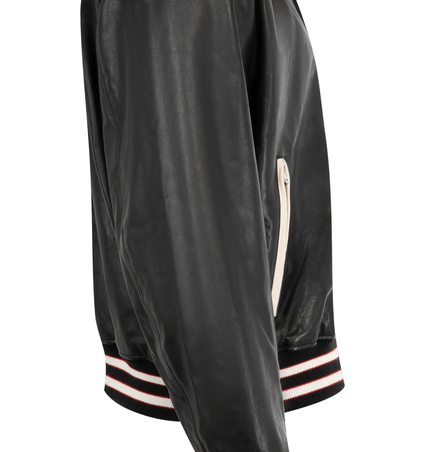 Amiri o1h1sh11225 Club Amiri Leather Varsity Jacket in Black Size US M / EU 48-50 / 2 - 3 Thumbnail