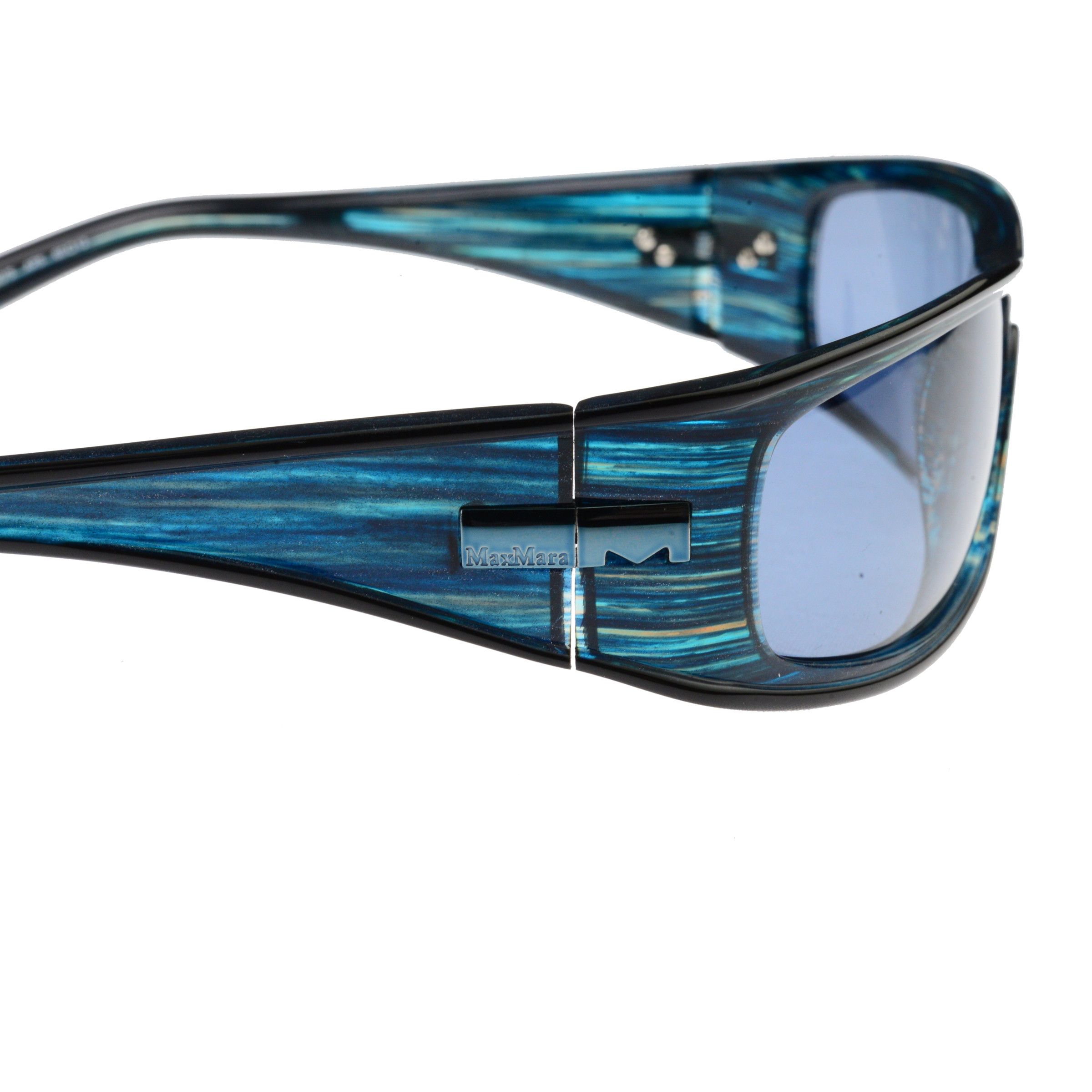 Max Mara Max Mara 00's Blue Glitter Rectangular Plastic Sunglasses Size ONE SIZE - 3 Thumbnail