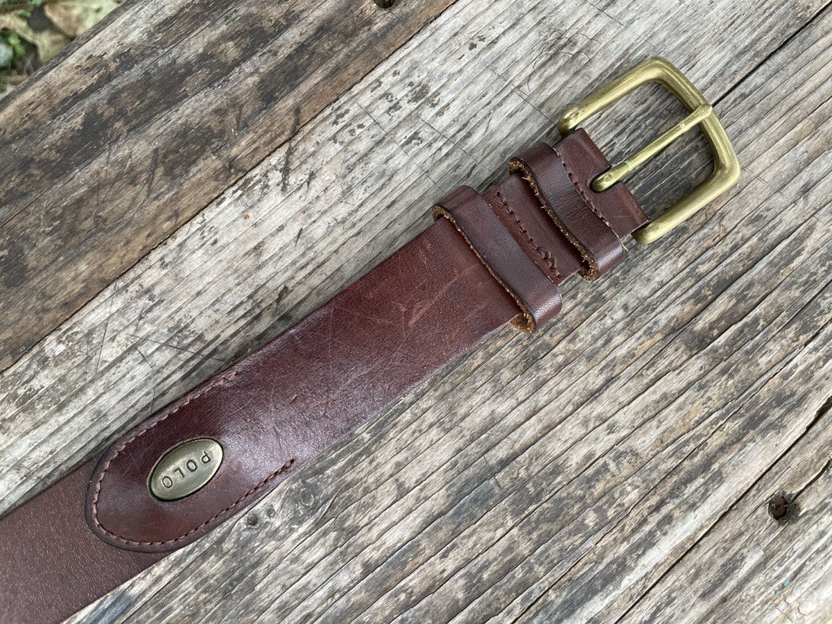Polo Ralph Lauren Vintage Polo Ralph Lauren Leather Belt Solid Brass Size 32 - 4 Thumbnail