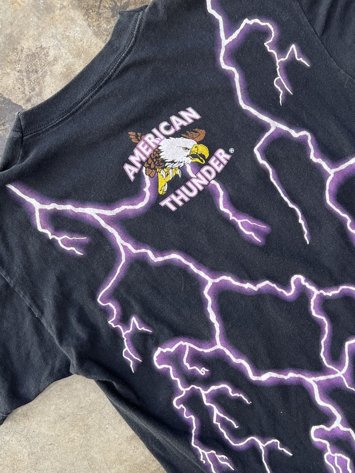 Harley Davidson × Vintage Vintage 90s American Thunder Motorcycle Lightning Tee XL Size US XL / EU 56 / 4 - 4 Thumbnail