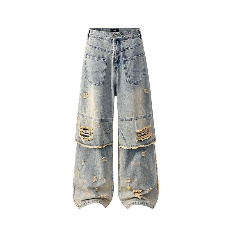 Japanese Brand × Vintage Vintage ripped jeans loose high waisted wide leg pants Size US 32 / EU 48 - 6 Thumbnail