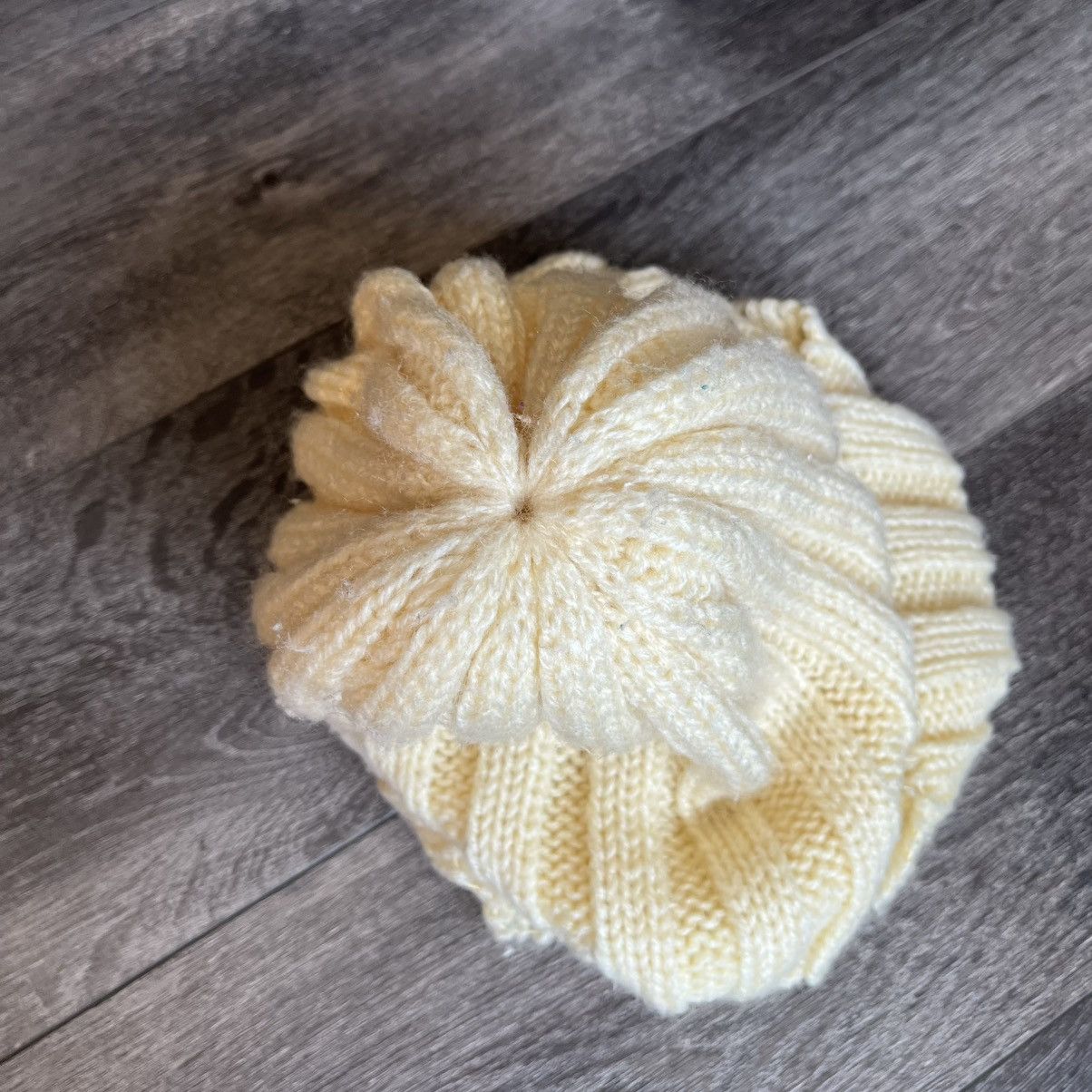 Japanese Brand True Vintage 1960s K Mart Arcylic Ribbed Off White Beanie Size ONE SIZE - 3 Thumbnail