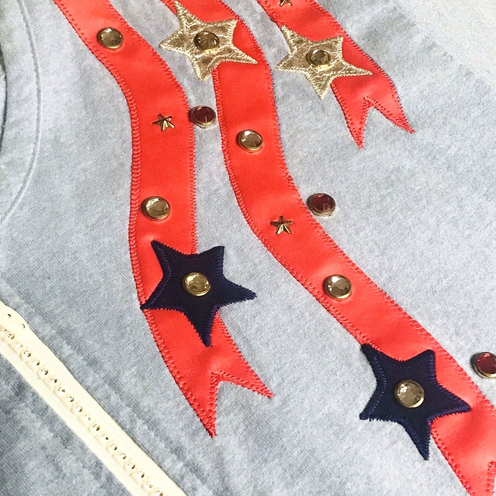 Vintage VINTAGE Cactus T-Shirt Women Sky Blue Stars & Stripes Studded 1/4 Zip Crewneck Short Sleeve L USA Size L / US 10 / IT 46 - 4 Thumbnail