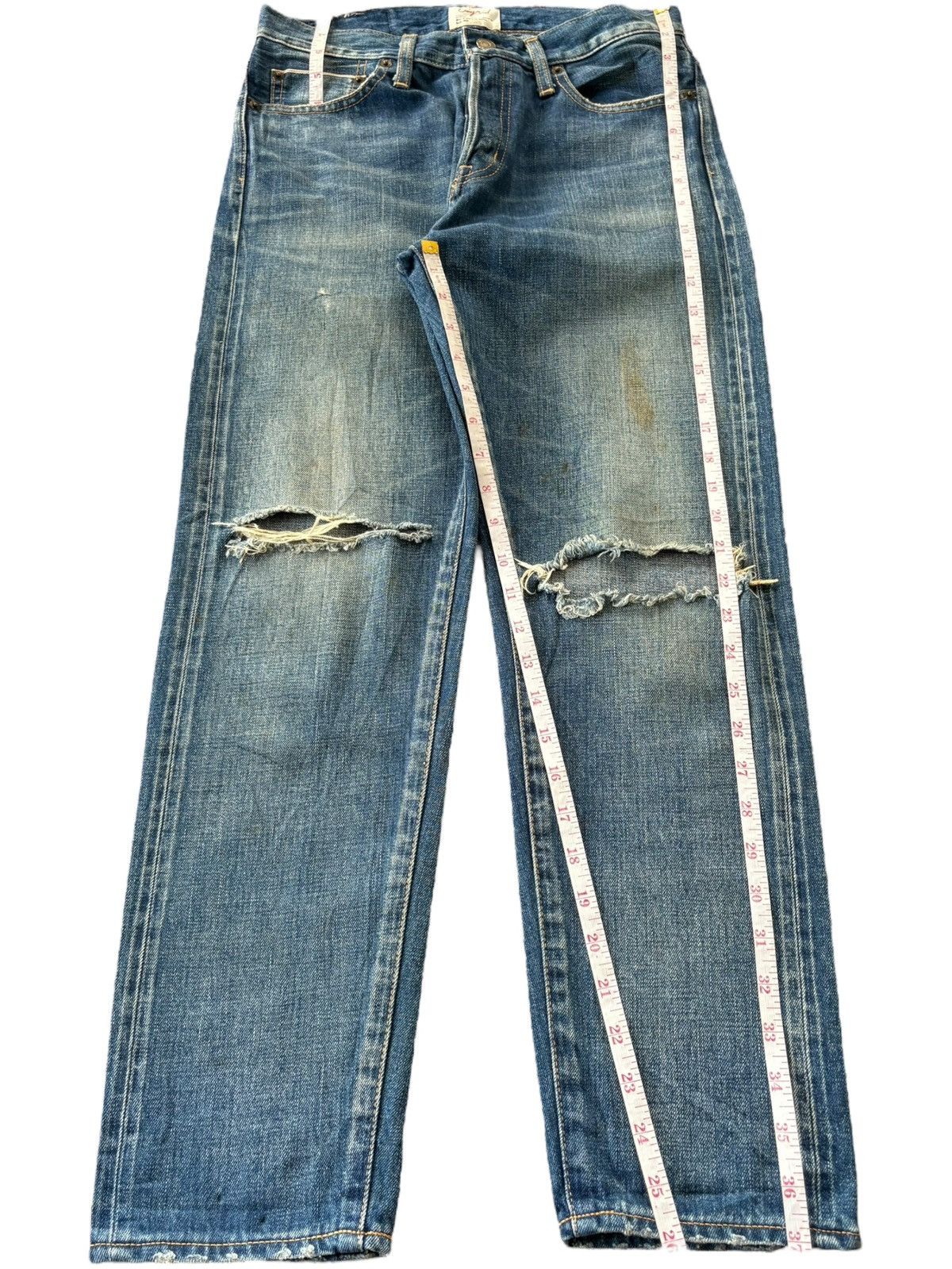 Edwin Vintage Japanese Brand Mud Wash Distressed Selvedge Jeans Size 28" / US 6 / IT 42 - 7 Thumbnail