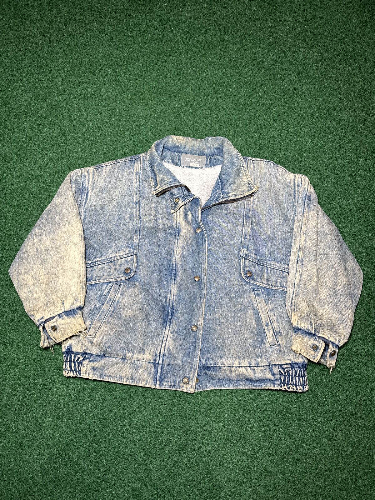 Jordache Vintage Jordache Acid Wash Distressed Lined L Denim Jacket Size L / US 10 / IT 46 - 1 Thumbnail