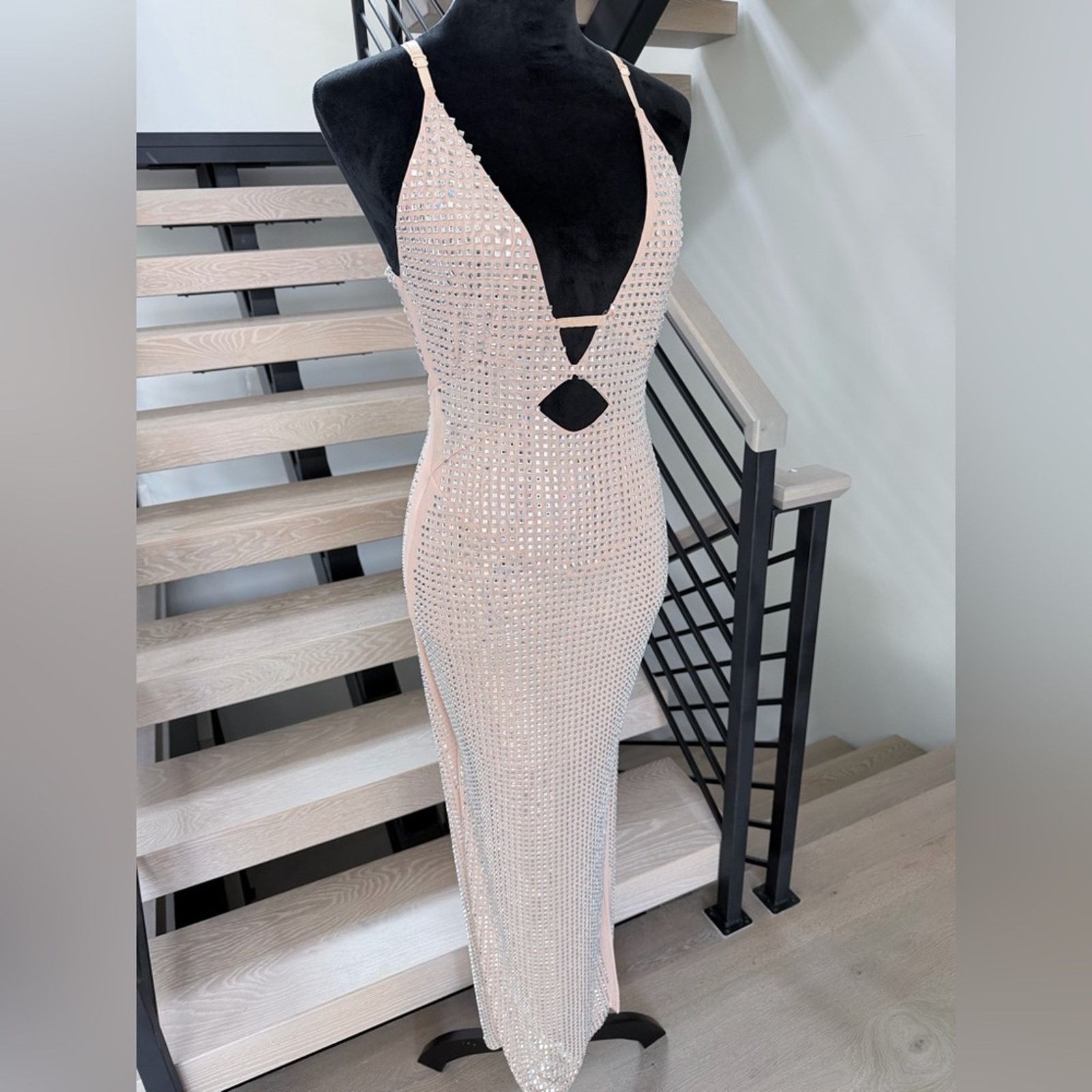 Other New Beige rhinestone Evening Wedding Cocktail Dress size S Size S / US 4 / IT 40 - 7 Thumbnail