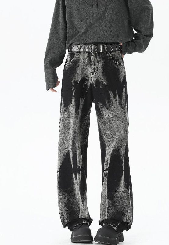 Vintage American high street tie-dye baggy wide-leg jeans for men Size US 32 / EU 48 - 1 Thumbnail