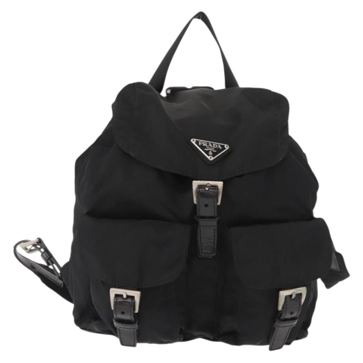 Prada Prada Vela Double Front Pocket Backpack Tessuto with Saffiano Leather Size ONE SIZE - 1 Thumbnail