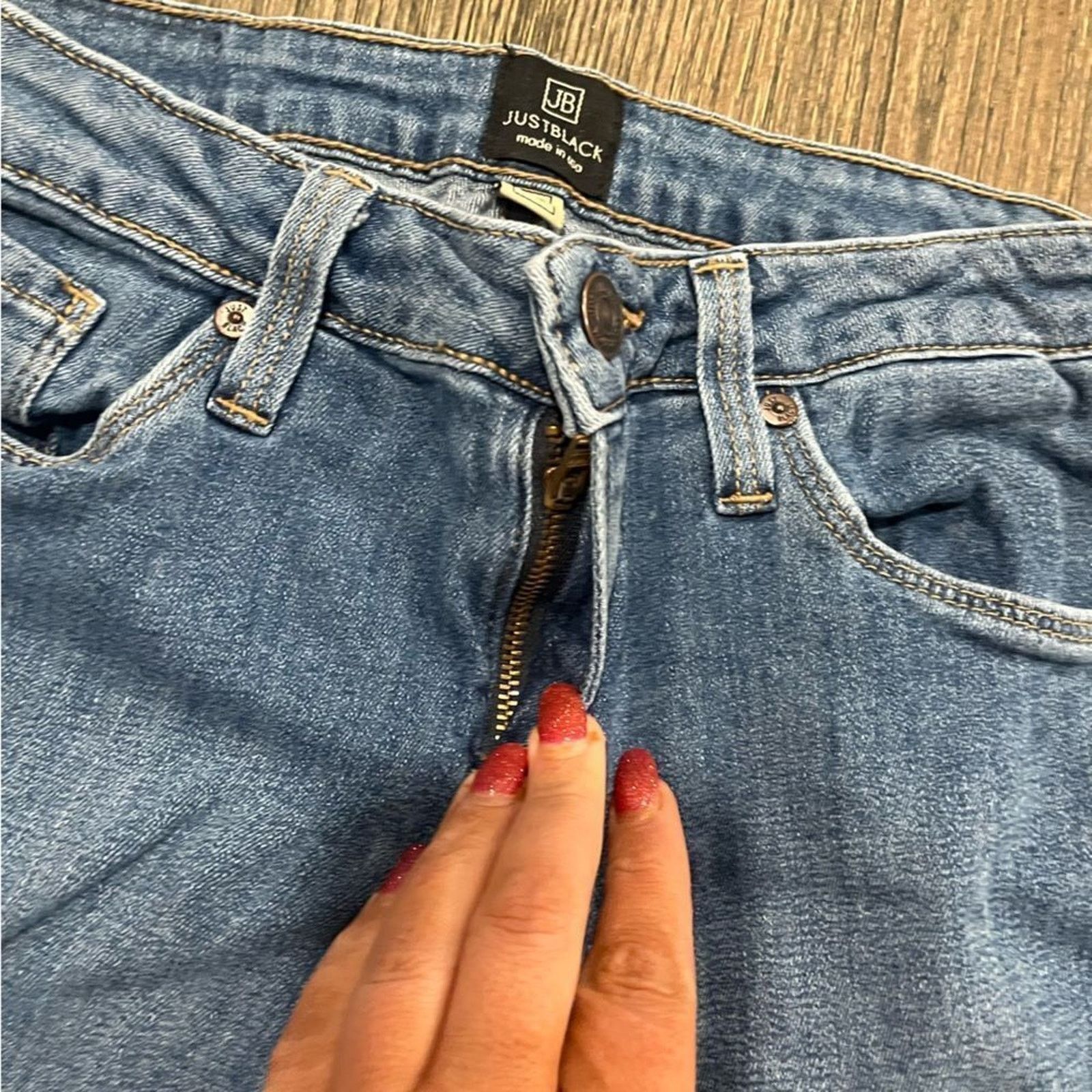 Other Just Black Denim Blue Distressed Raw Hem Skinny Jeans Sz 28 Size 28" / US 6 / IT 42 - 9 Thumbnail
