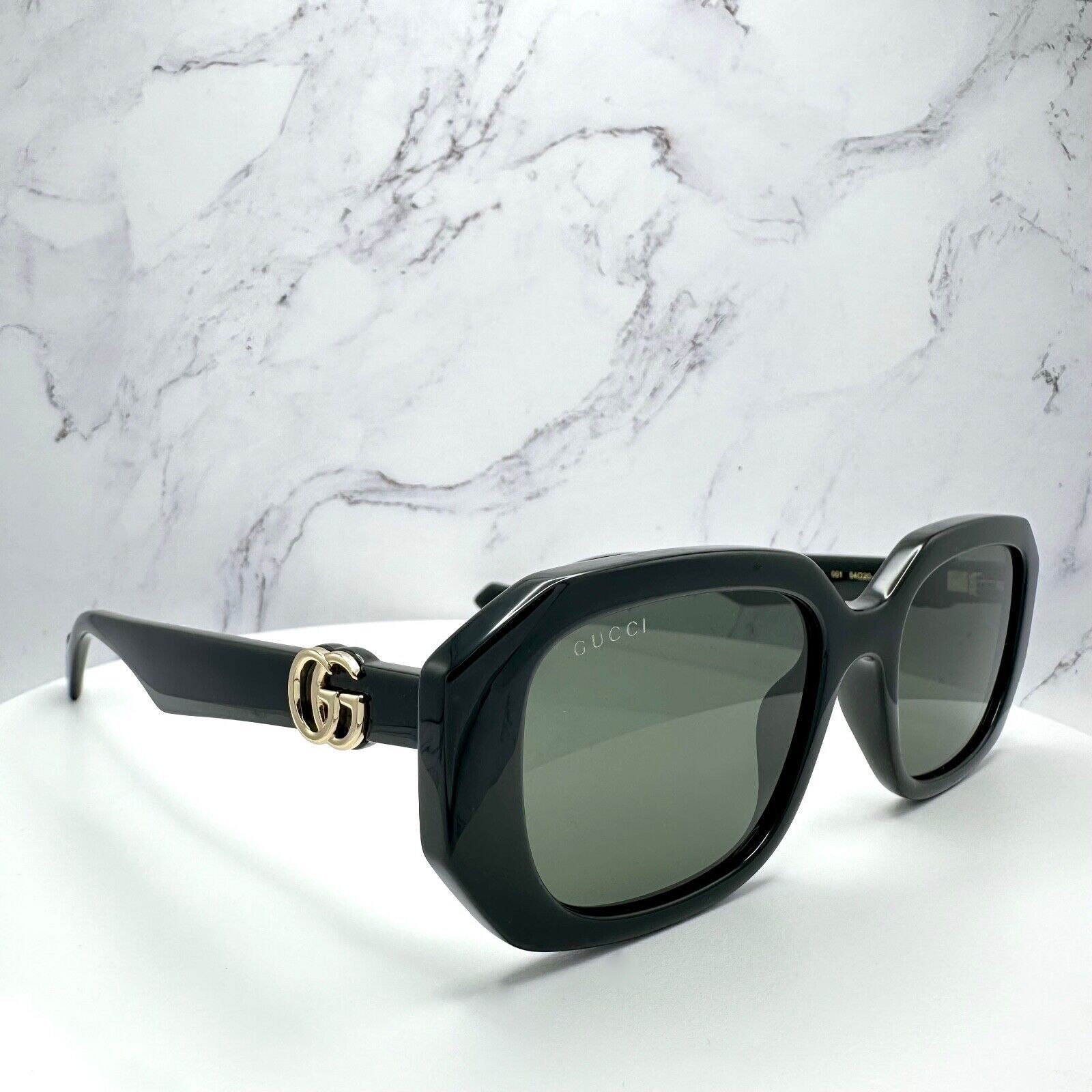 Gucci New Gucci Sunglasses Black Geometric Rectangle Gold GG Size ONE SIZE - 6 Thumbnail