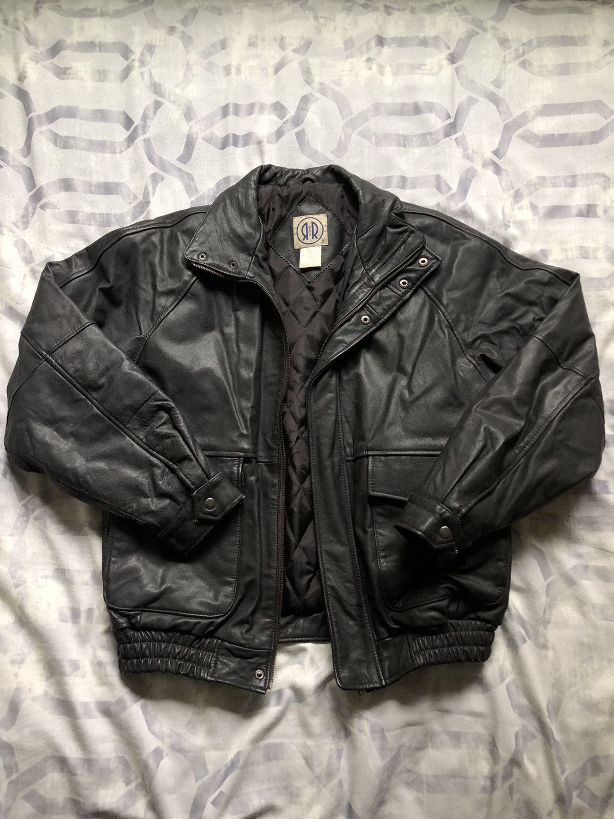 Vintage Vintage 80s R R Leather Bomber Jacket Size Medium Grailed