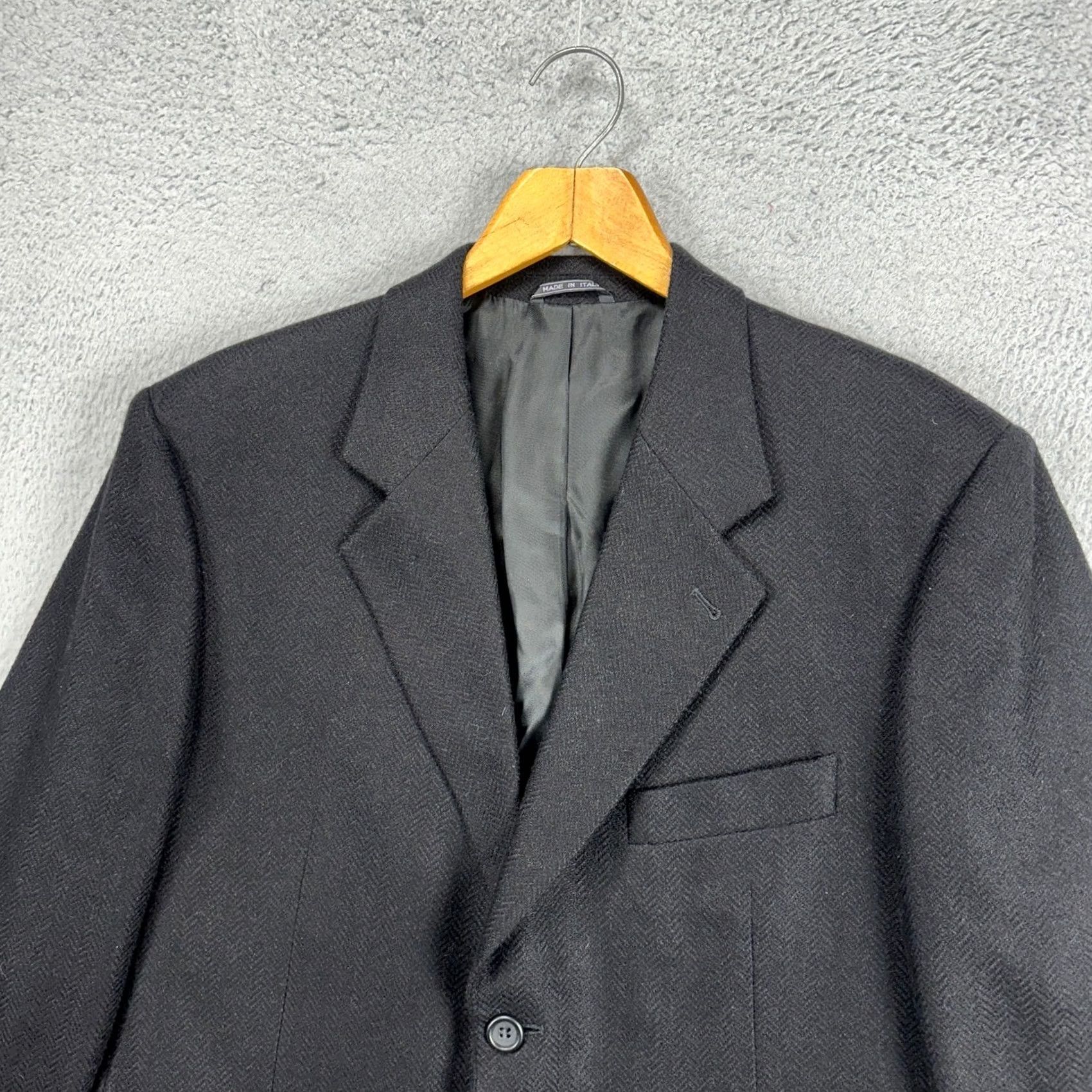 Camel Todays Man Mens Sport Coat Blazer 42L Black Herringbone Camel Hair Made In Italy Long Sleeve Notch Lapel Three-Button Size 42R - 2 Thumbnail