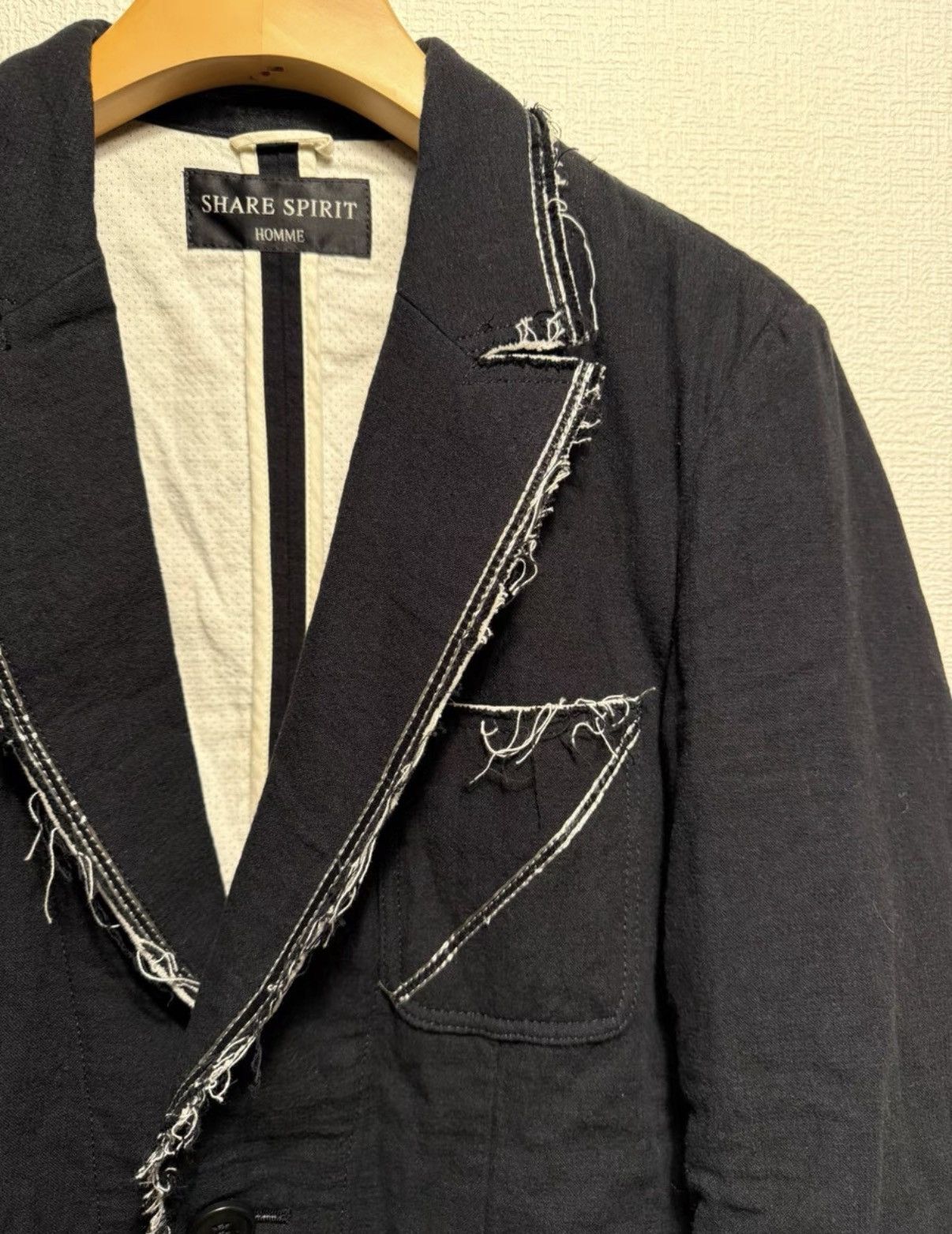Share Spirit Homme Share Spirit HOMME Distressed Fringe Blazer Jacket K24 Size US S / EU 44-46 / 1 - 3 Thumbnail