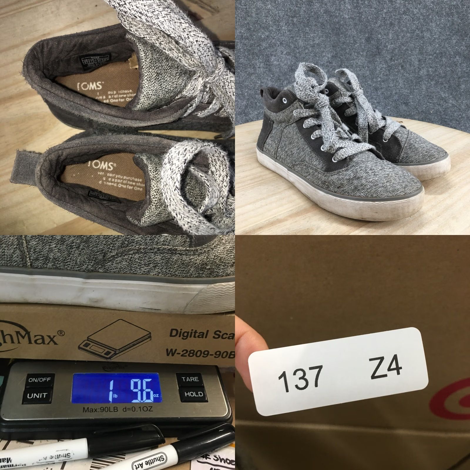 Toms TOMS Women Sneakers 9.5 Camila Casual Mid Top Gray Fabric Lace Up Shoes Size L / US 10 / IT 46 - 10 Thumbnail
