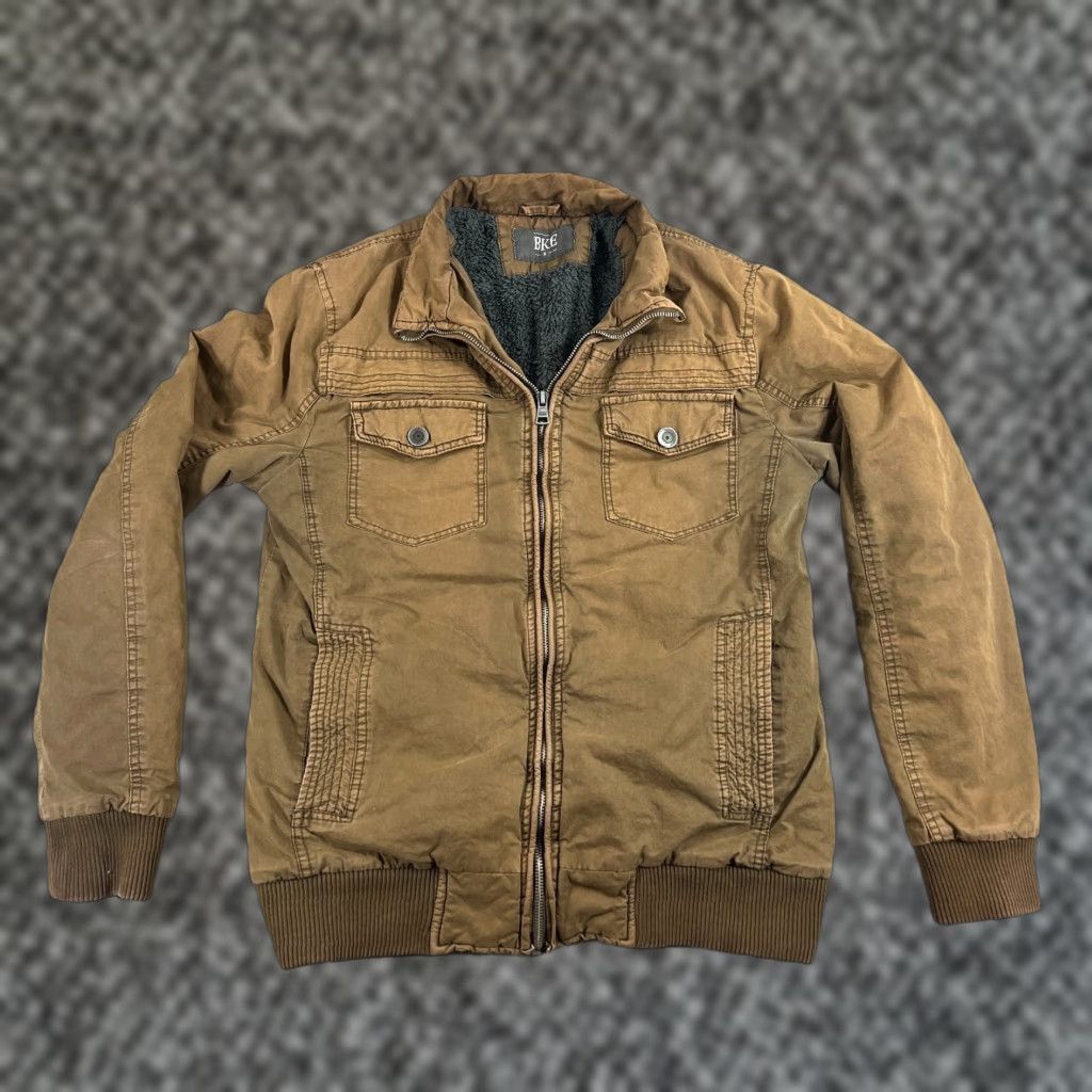Vintage VINTAGE BKE Jacket Tan Khaki Sherpa Fur Lined Jacket Men's S Size US S / EU 44-46 / 1 - 1 Thumbnail