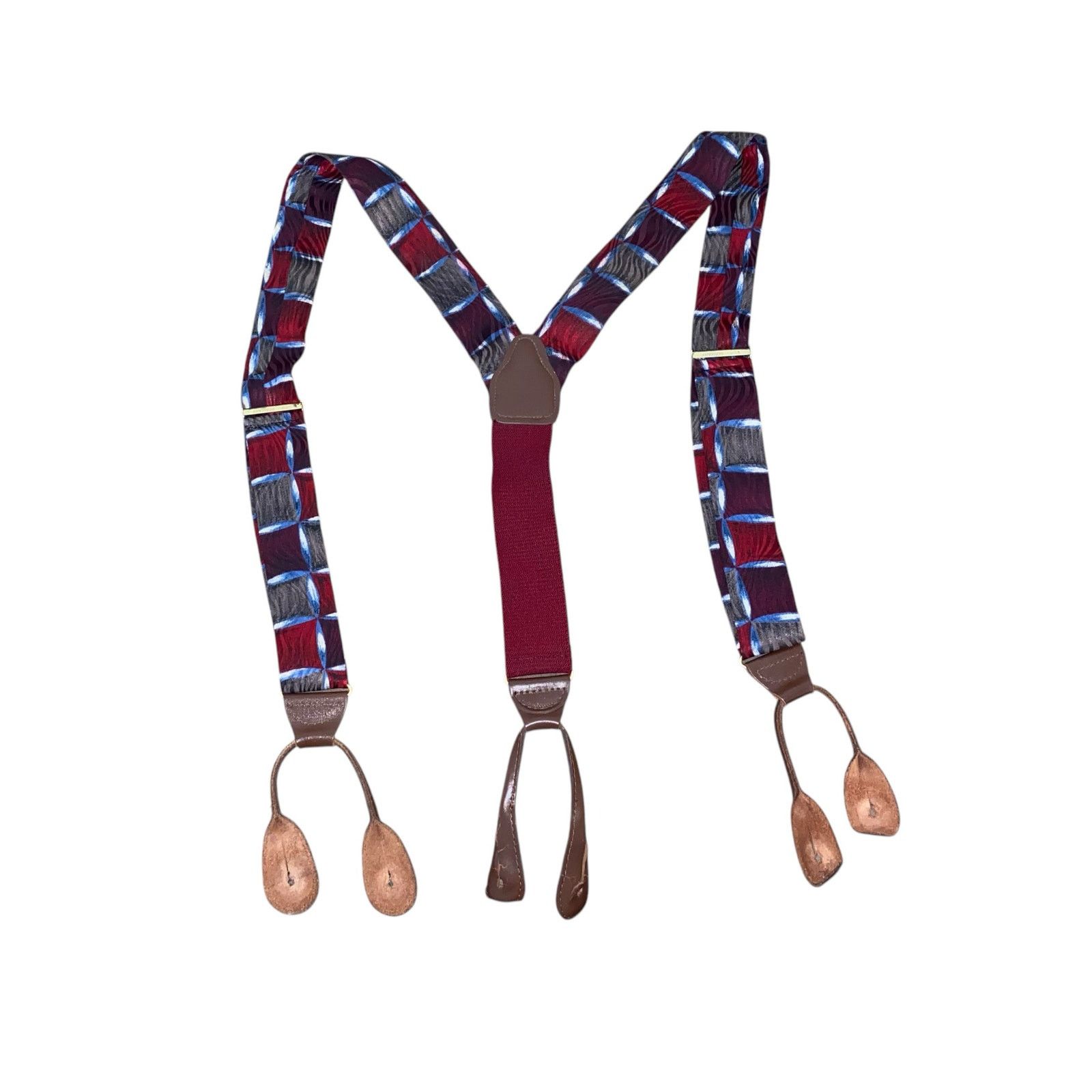 Vintage Vintage Y-Shaped Silk Abstract Print Adjustable Suspenders Size ONE SIZE - 2 Thumbnail