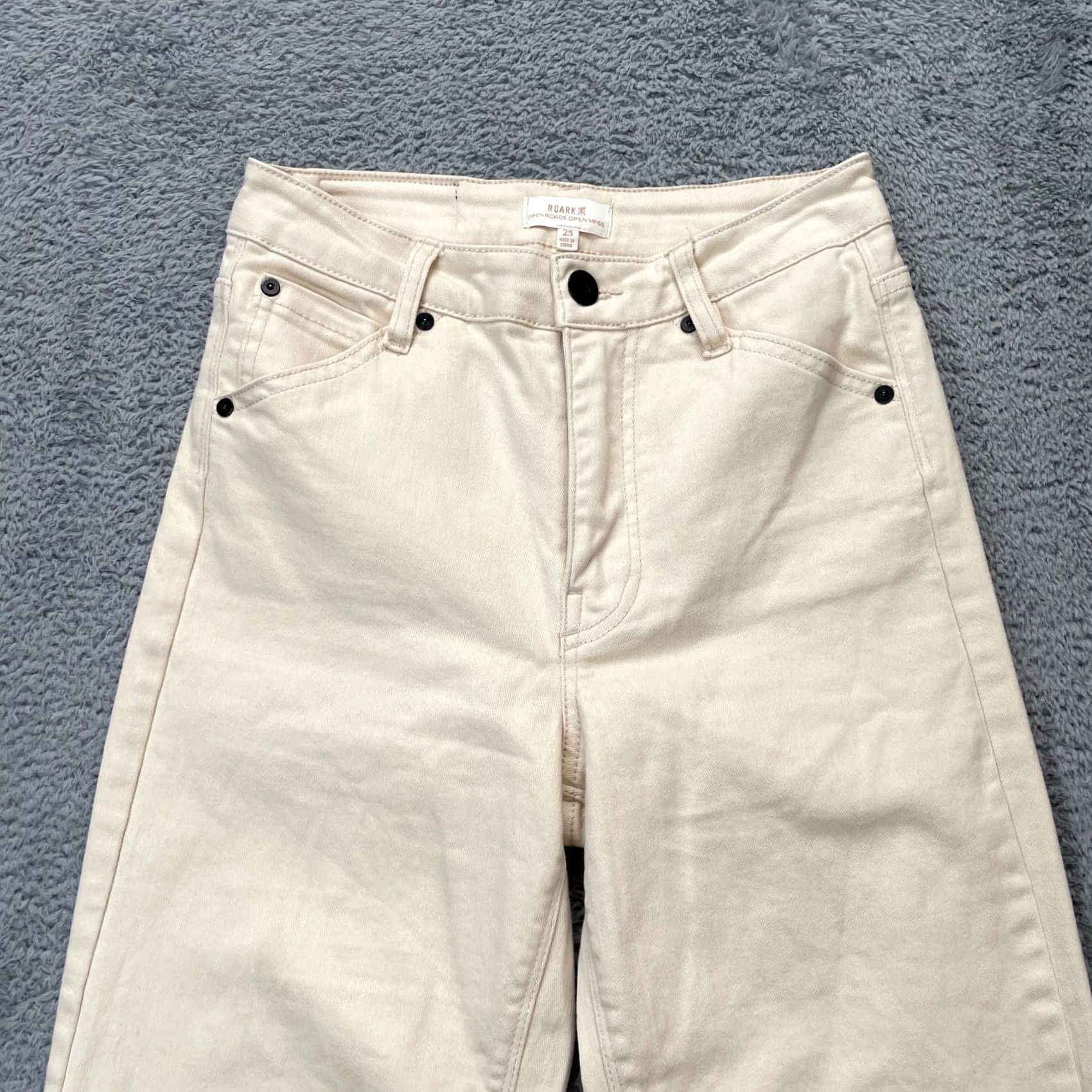 Roark Roark Jeans Womens 25 Beige Straight Leg Denim Cotton Logo Regular Fit Size 42" / US 20 - 5 Thumbnail