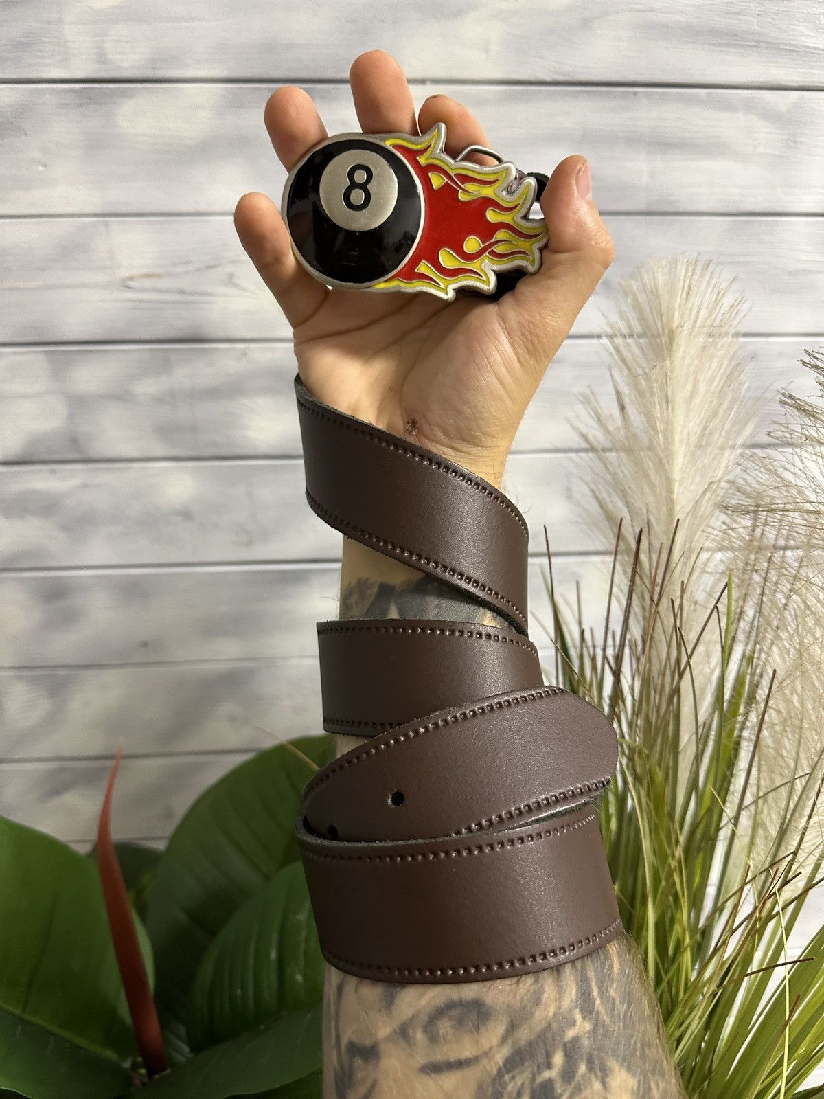 Leather Rare Belt Lucky 8 Magic Ball Y2K Style. Size ONE SIZE - 1 Thumbnail