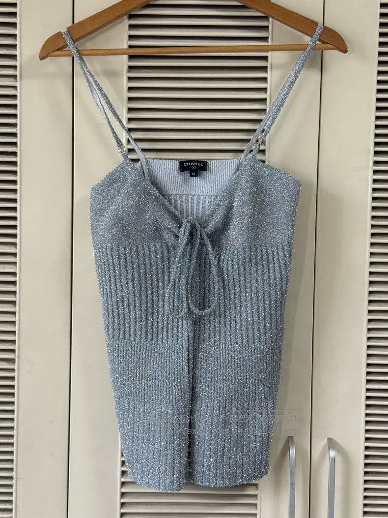 Chanel Chanel Silver shiny silk knitted suspender Size XS / US 0-2 / IT 36-38 - 1 Thumbnail