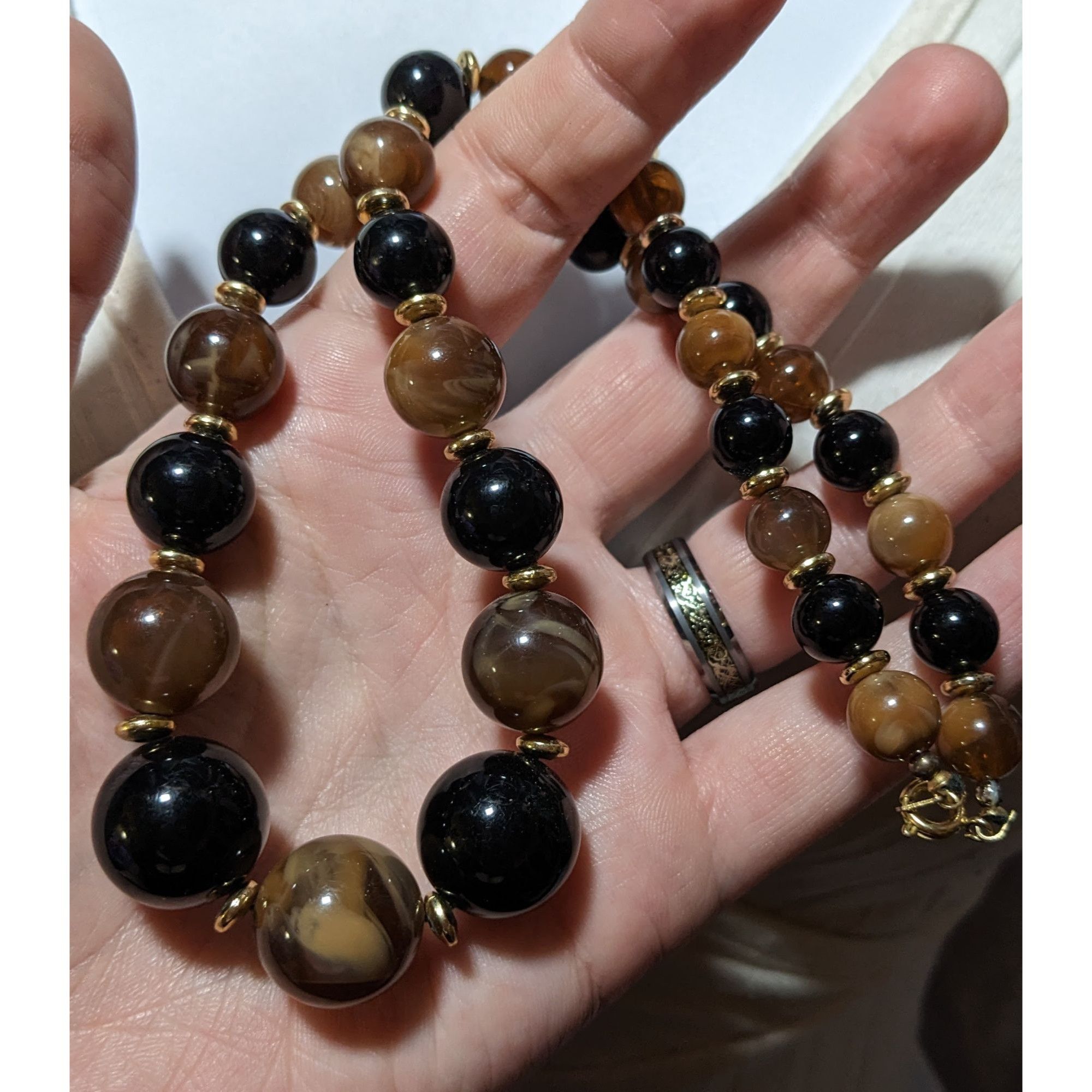 Other Elegant Retro Brown And Black Beaded Necklace Size ONE SIZE - 7 Thumbnail