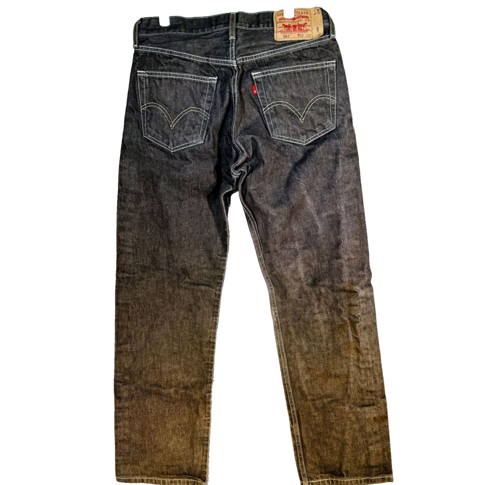 Levi's Levi's 501 Jeans Mens 33x32 Dark Wash Black Straight Button Fly Regular Fit Denim Size US 33 - 6 Thumbnail
