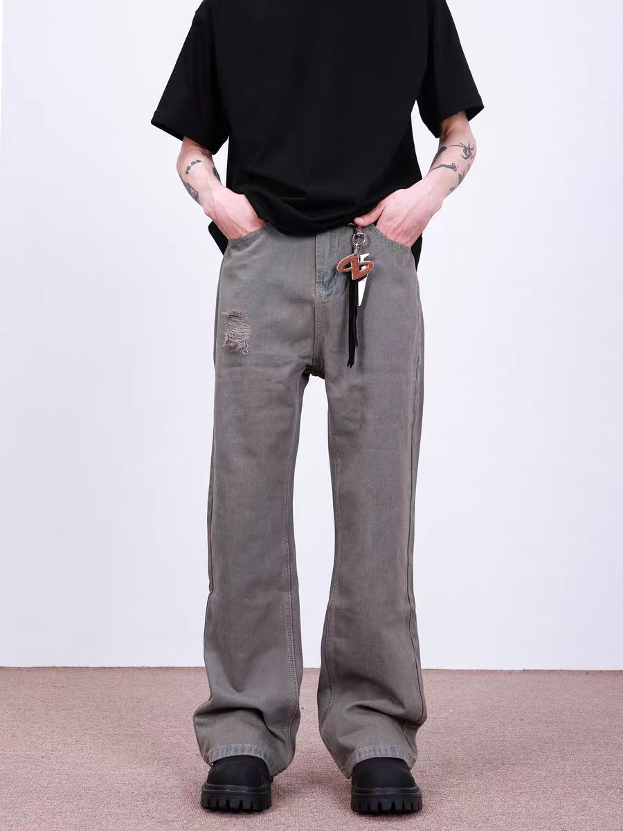 Japanese Brand × Jean Distressed straight-leg ripped slightly flared jeans Size US 32 / EU 48 - 3 Thumbnail