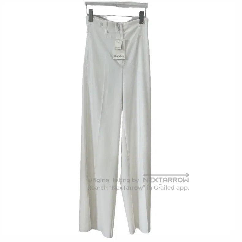 Max Mara White Cotton Wide Leg Casual Trousers