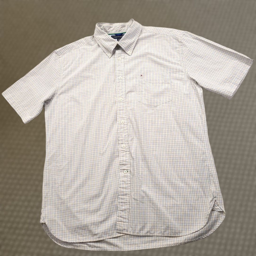 Tommy Hilfiger Tommy Hilfiger Button-Up Shirt Adult XL Blue Tan Long Sleeve Mens 80s 2 Ply Vintage 90s Plaid Logo Size US XL / EU 56 / 4 - 1 Thumbnail