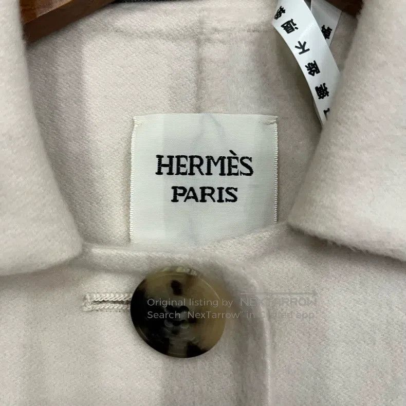 Hermes Hermes Beige Leather-Trimmed Long Cashmere Coat Size XXS / US 00 / IT 34 - 5 Thumbnail