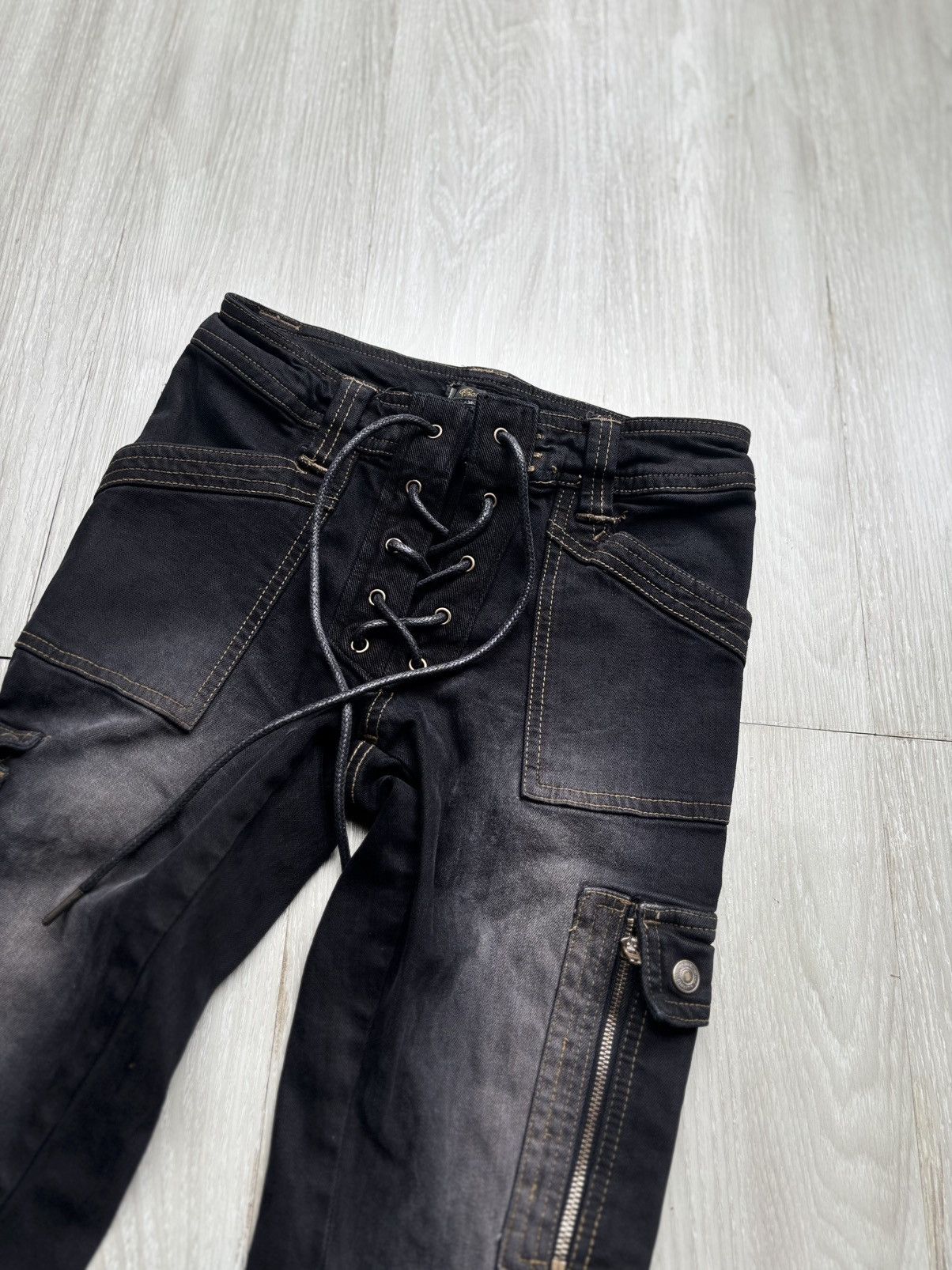 Japanese Brand BACK RUSH lace up flare jeans Size US 26 / EU 42 - 2 Thumbnail