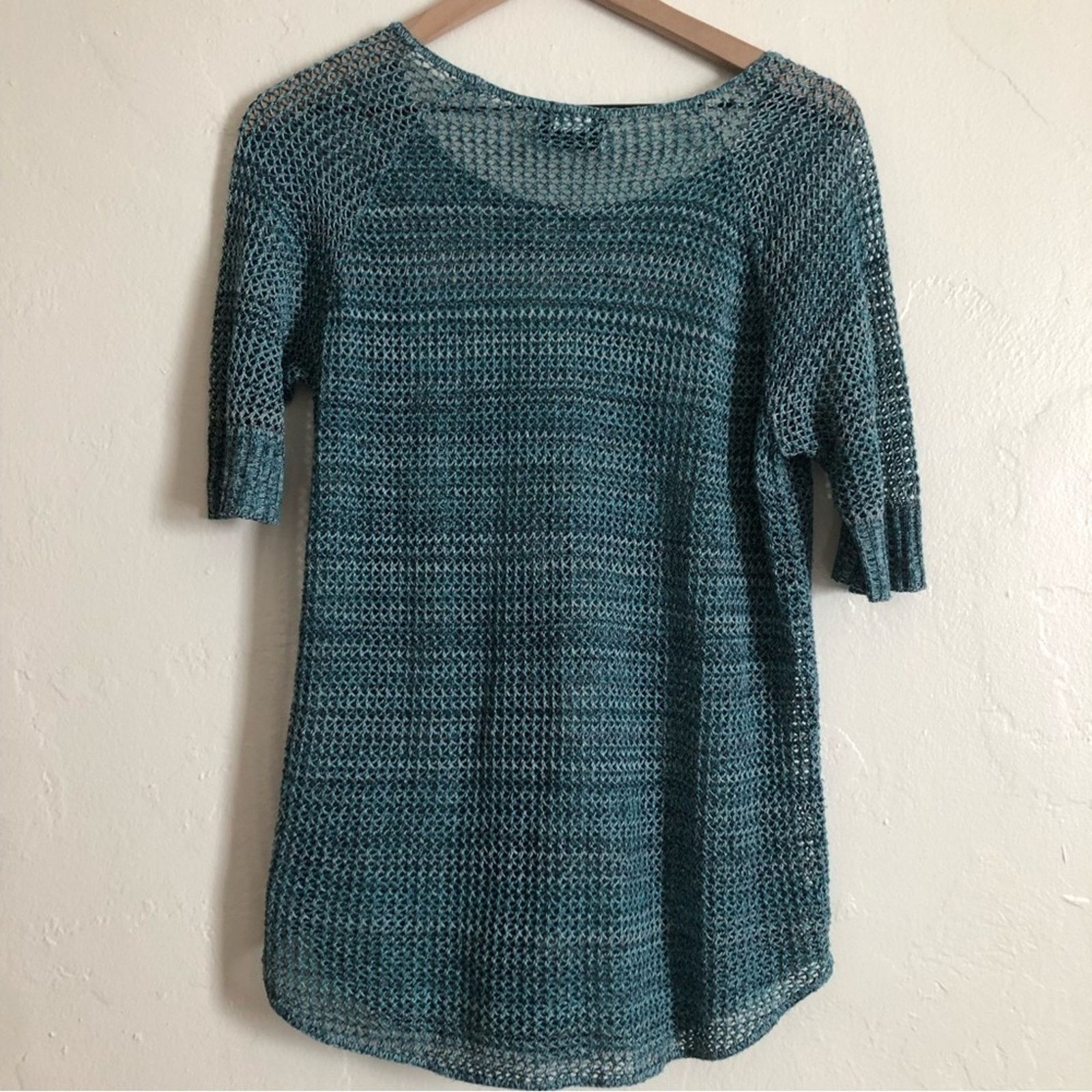 Other Vintage 90s 212 Collection Blue Green Knit Sweater Top Size M / US 6-8 / IT 42-44 - 5 Thumbnail