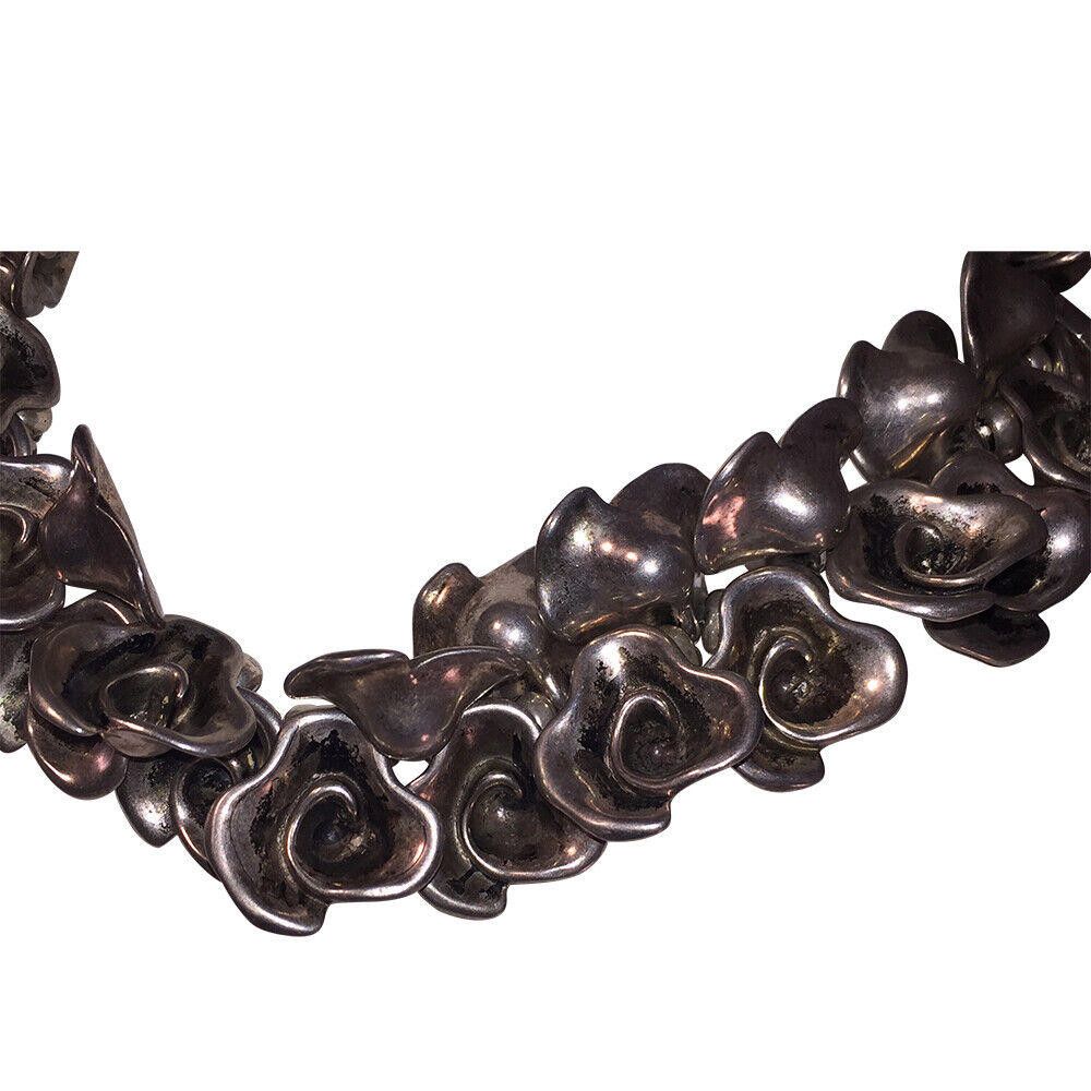 Designer Silver Plated Flower Bead Necklace with Antique Finish Size ONE SIZE - 2 Thumbnail