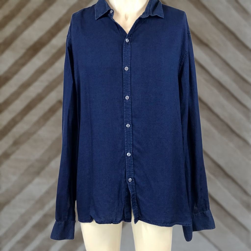 Vintage ROBERT BARAKETT Men's XXL Blue 100% TENCEL Long Sleeve Button Collared Shirt Size US XXL / EU 58 / 5 - 1 Thumbnail