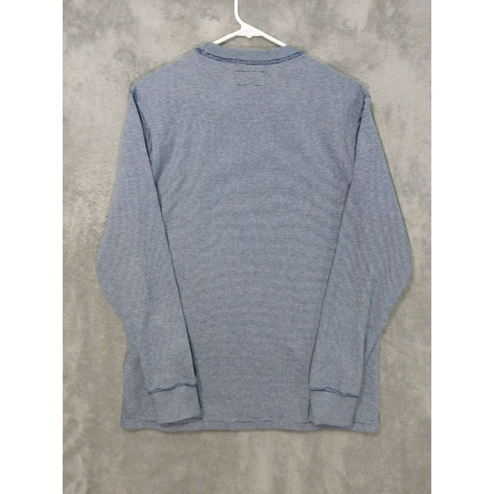 Bonobos Bonobos Shirt Men Medium Blue Striped Thermal Long Sleeve Crew Neck Waffle Knit Size US M / EU 48-50 / 2 - 2 Thumbnail