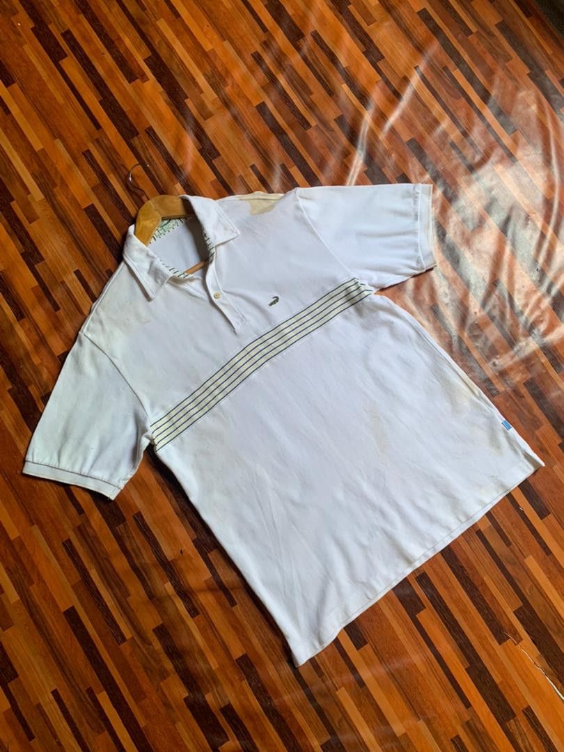Vintage E34 Vintage 80’s Crocodile WHITE POLO SINGE STICH Size US L / EU 52-54 / 3 - 2 Thumbnail