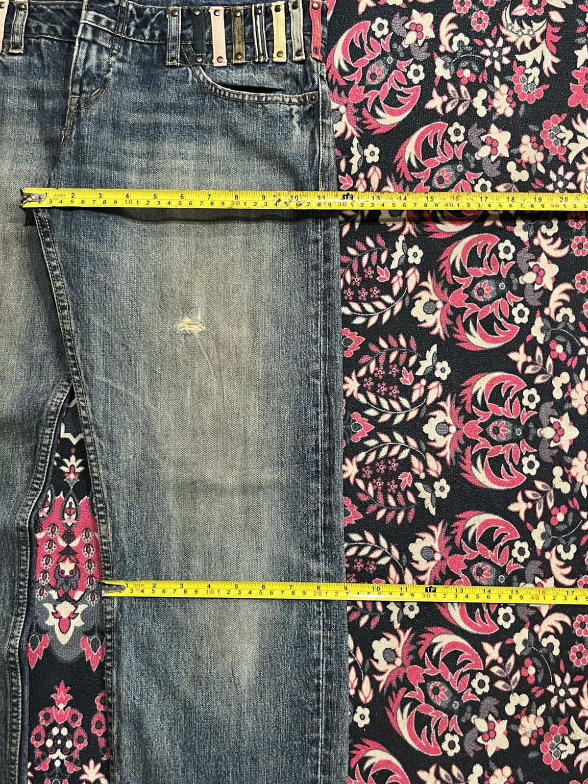 No Faith Studios Japanese Brand Bobson Double Waist Blue Washed Jeans Size US 33 - 13 Thumbnail
