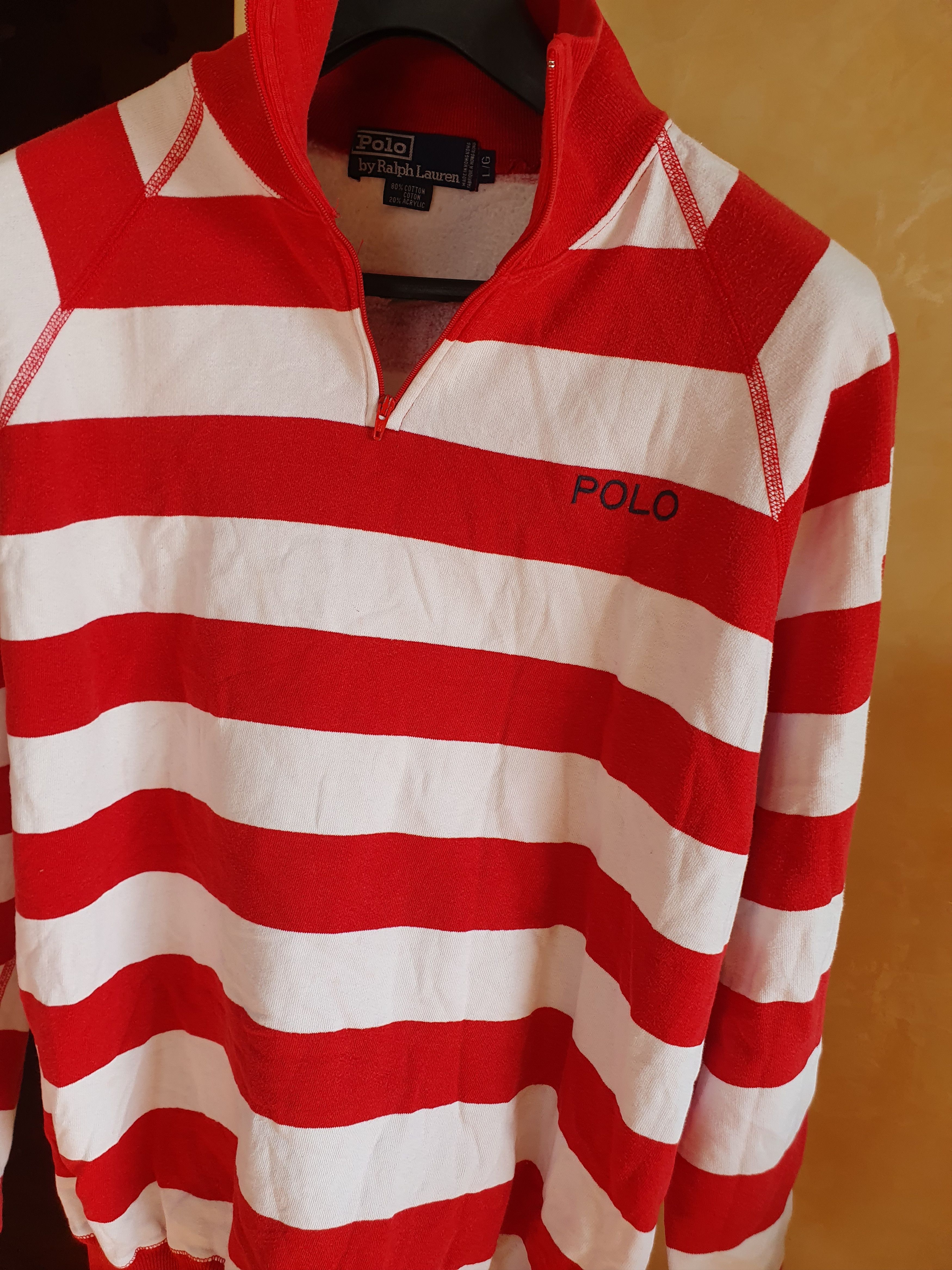 Polo Ralph Lauren × Vintage Polo Ralph Lauren Striped Rugby Sweatshirt Vtg 1/4 Zip sz L Size US L / EU 52-54 / 3 - 5 Thumbnail